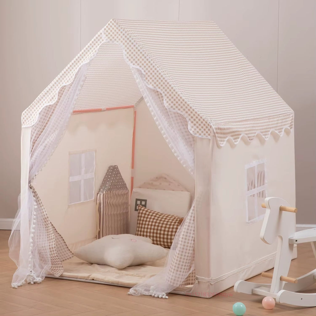 Children Play Tent with Star Lights Boys Girls Princess Toys Small House Outdoor Toddler Playhouse Castle Cubby Kid Play House