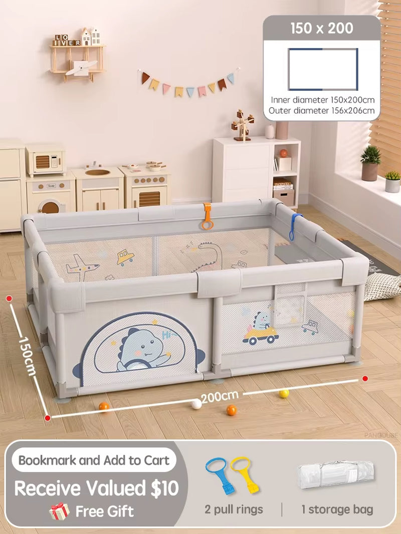 Crocodile Baby Play Fence with Storage Bag & Hand Rings Playpen for Baby Playground Baby Ball Pool Children'S Playpen