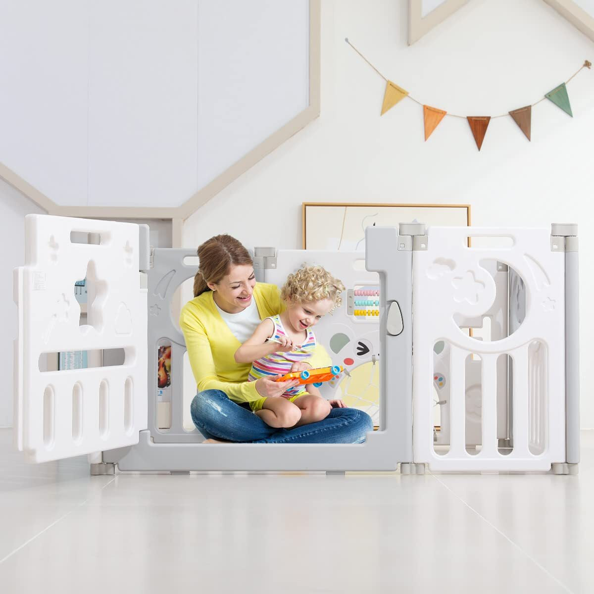 10 18 Panels Foldable Baby Playpen Kids Outdoor Indoor Baby Fence Activity Board