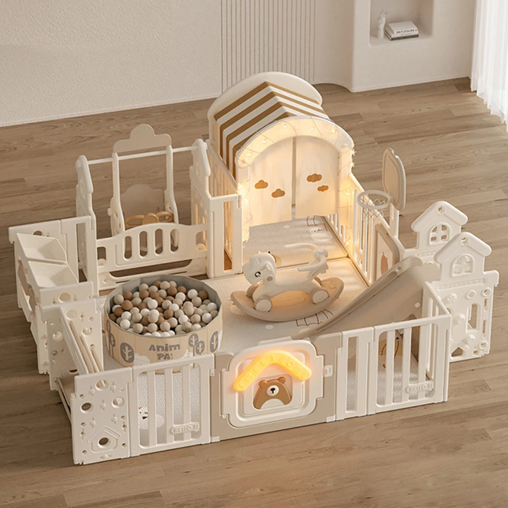PlayNest™ Bear – Foldable Baby Playpen with Activity Panel