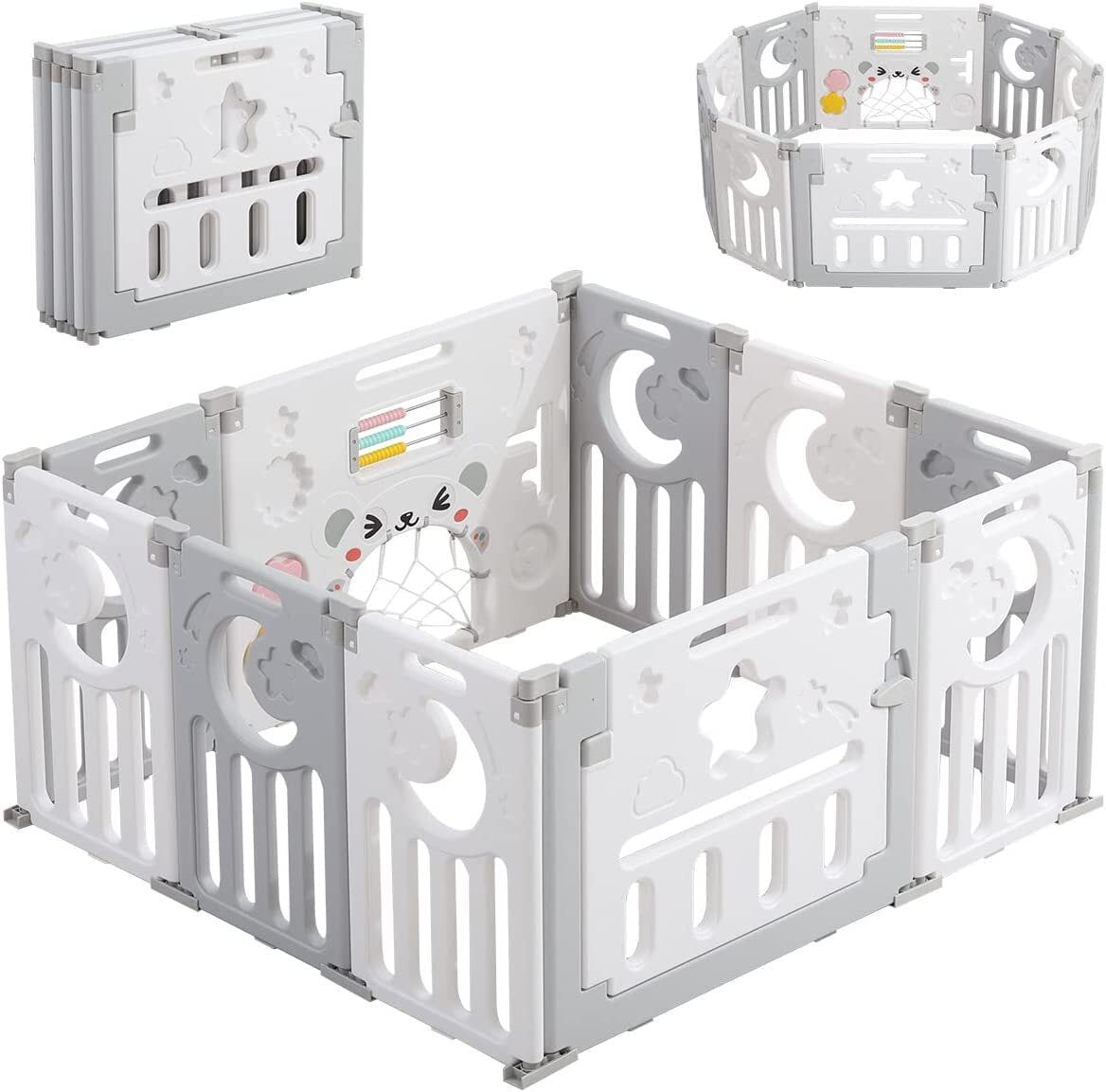 10 18 Panels Foldable Baby Playpen Kids Outdoor Indoor Baby Fence Activity Board