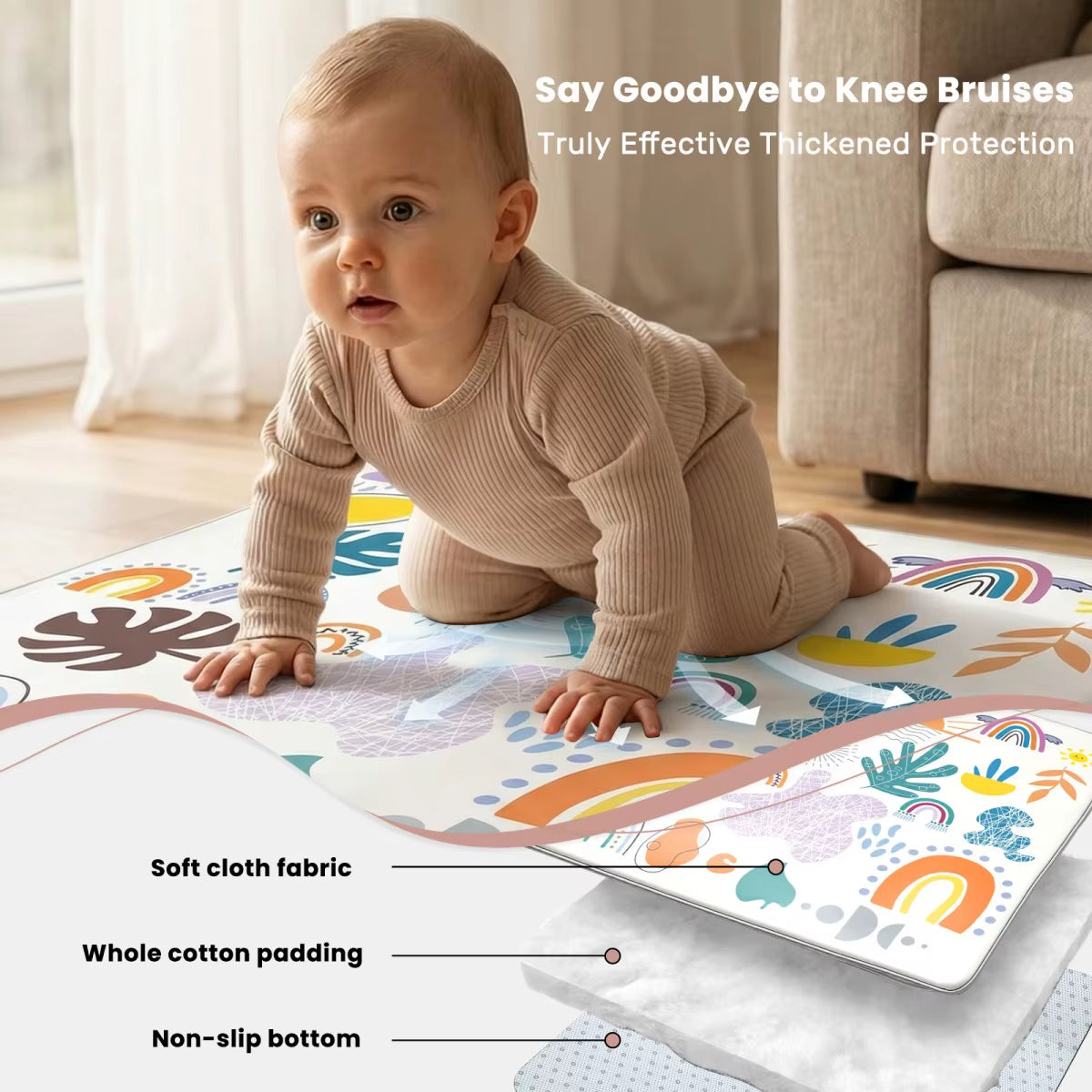 Floor Mat for Kids Toddlers Children, Thicken Soft Padding Foam Playmatfor Babies and Toddlers Infants, Foldable Crawling Mats