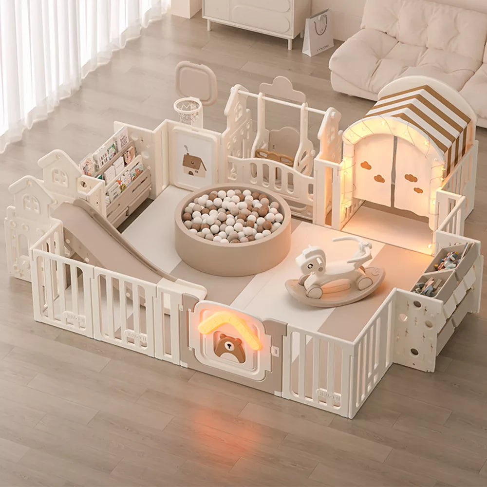 PlayNest™ Bear – Foldable Baby Playpen with Activity Panel