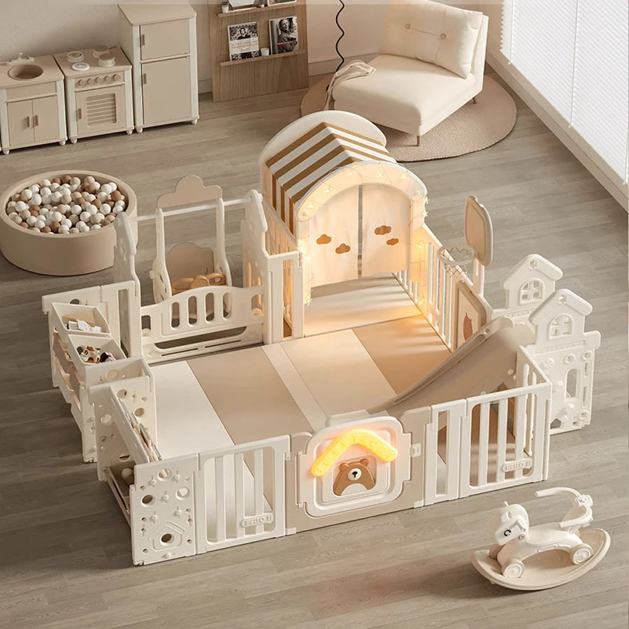 PlayNest™ Bear – Foldable Baby Playpen with Activity Panel