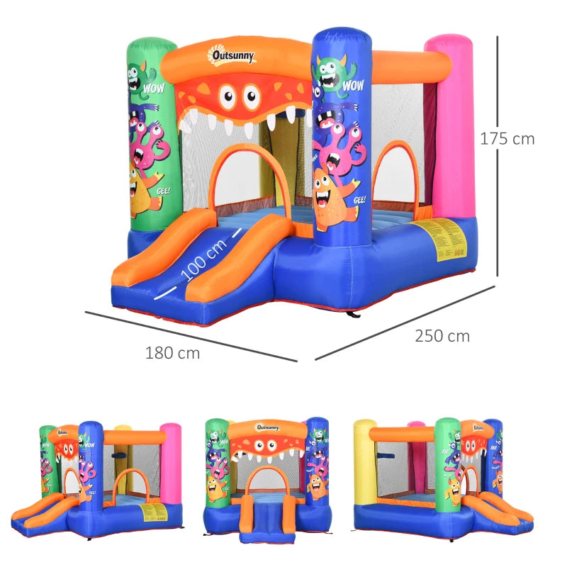 MonsterBounce™ – Inflatable Trampoline with Slide & Hoop