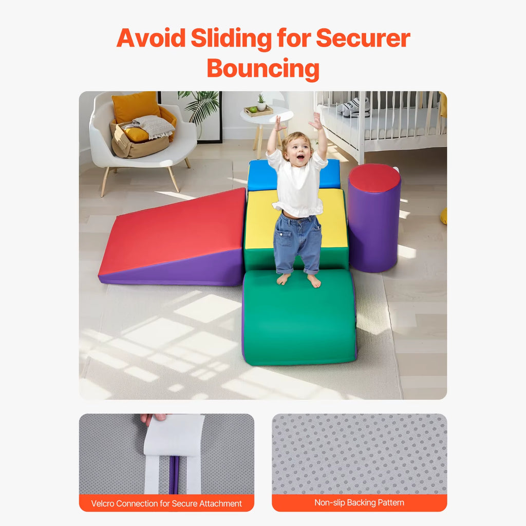 5Pcs Kids Foam Climbing Toys Activity Playset PU Leather Indoor Crawl Climbing Blocks for Children Crawling & Sliding