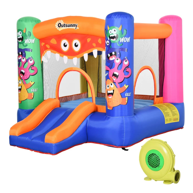 MonsterBounce™ – Inflatable Trampoline with Slide & Hoop