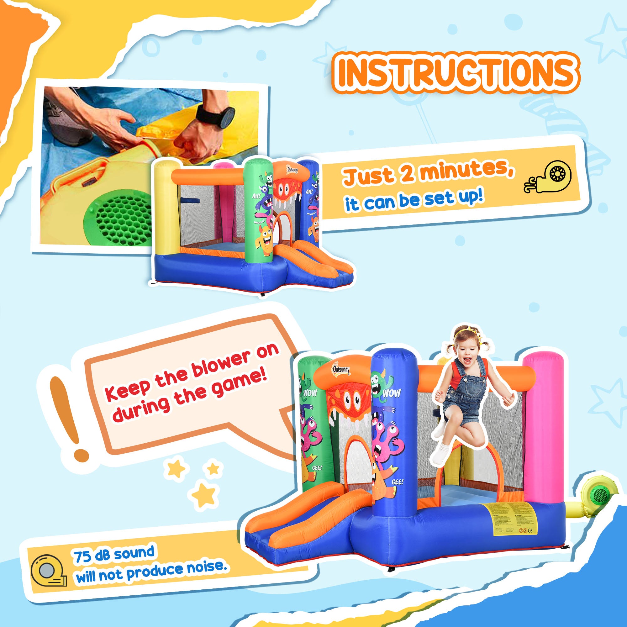 MonsterBounce™ – Inflatable Trampoline with Slide & Hoop
