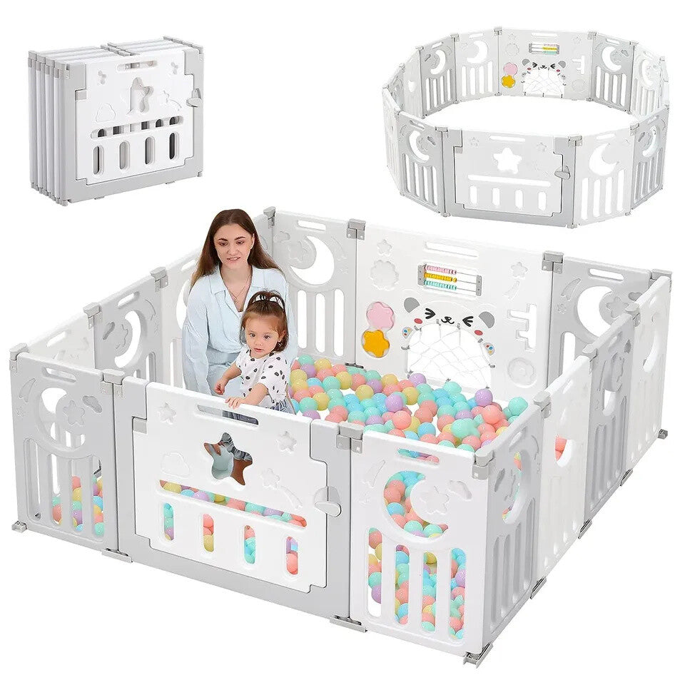 10 18 Panels Foldable Baby Playpen Kids Outdoor Indoor Baby Fence Activity Board