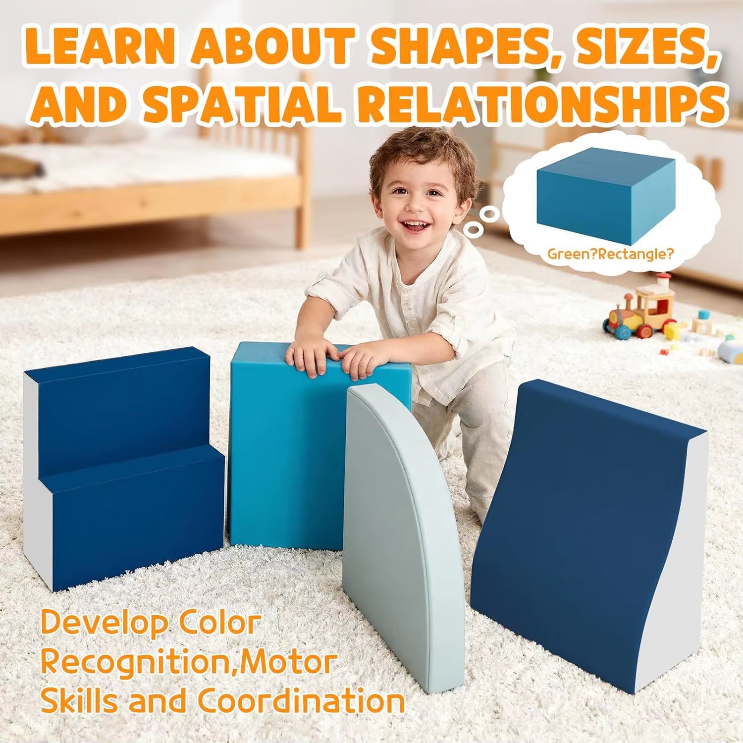 4 Pieces Toddler Climbing Blocks Soft Foam Blocks for Toddlers, Lightweight Climbing Set for Crawling & Sliding Active Play