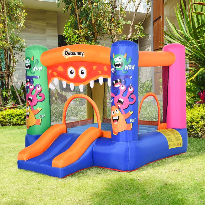 MonsterBounce™ – Inflatable Trampoline with Slide & Hoop