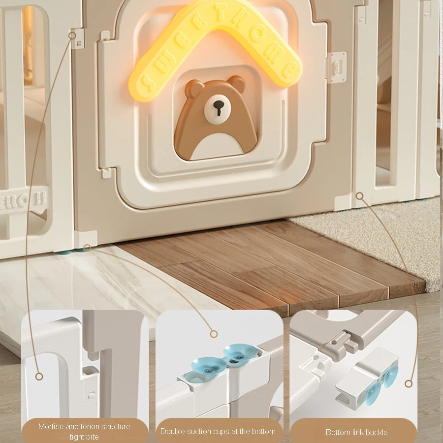 PlayNest™ Bear – Foldable Baby Playpen with Activity Panel