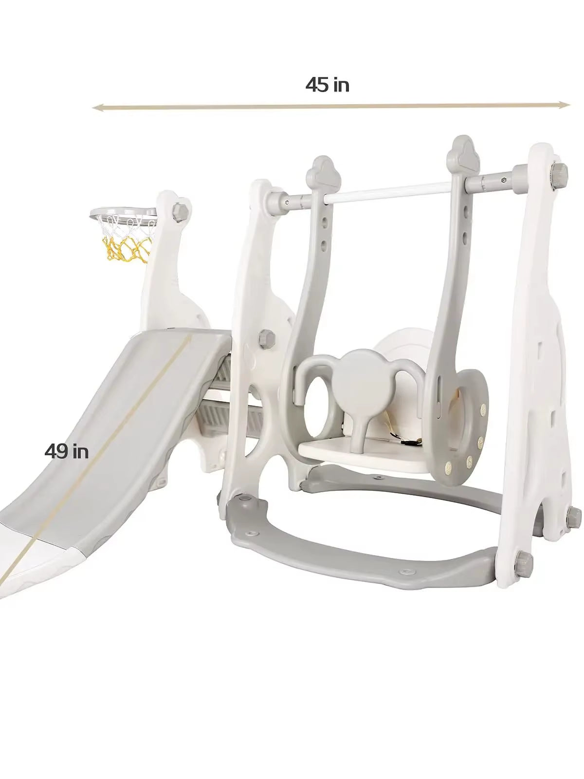 4-In-1 Toddler Climber and Swing Set, Extra-Long Slide, Safety Belt, Children'S Play Climbing Slide Set with Basketball Stand