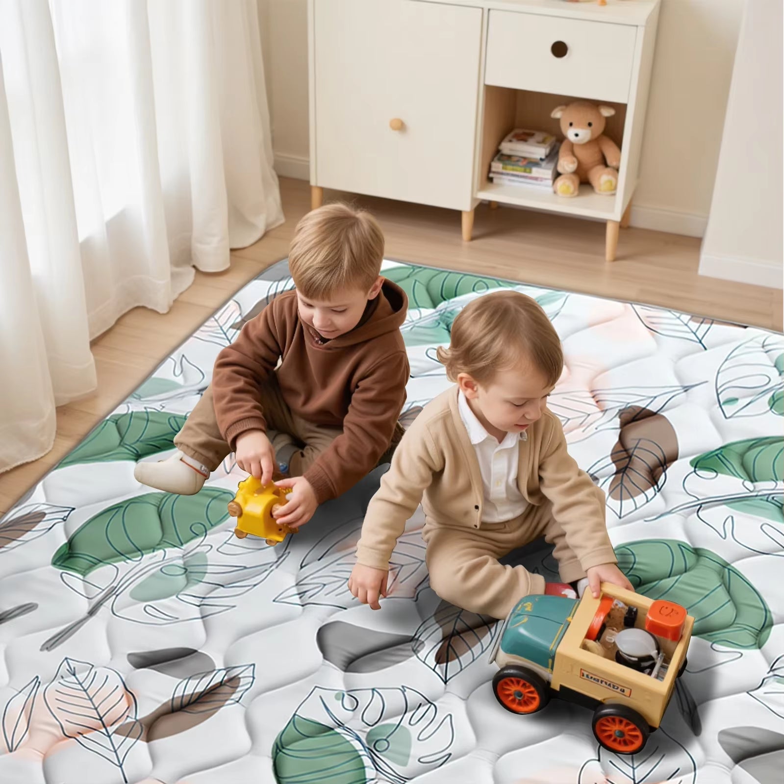 Baby Play Mats, Crawling Playpen Mat, Thicken Soft Padding Foam Playmat Foldable Crawling Mats, Non-Slip & Machine Washable