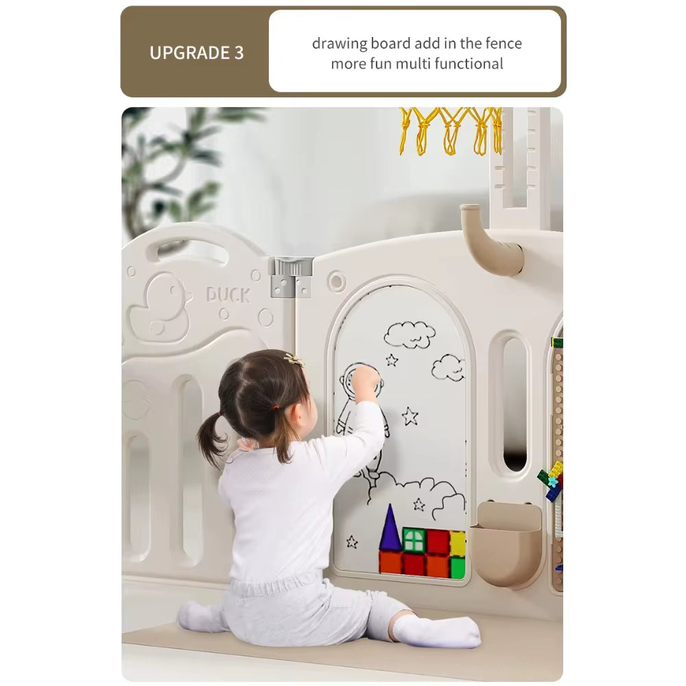 Modern Designed Foldable Plastic Playpen Playground Security Fence with Bedroom Door and House for Babies and Toddlers
