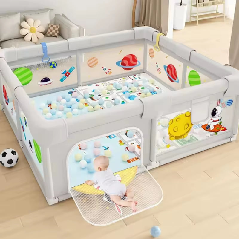 Foldable Sponge Baby Guardrail Crawling Play Mat Anti-Bump Protection Washable Playpen Indoor Children Household Safety