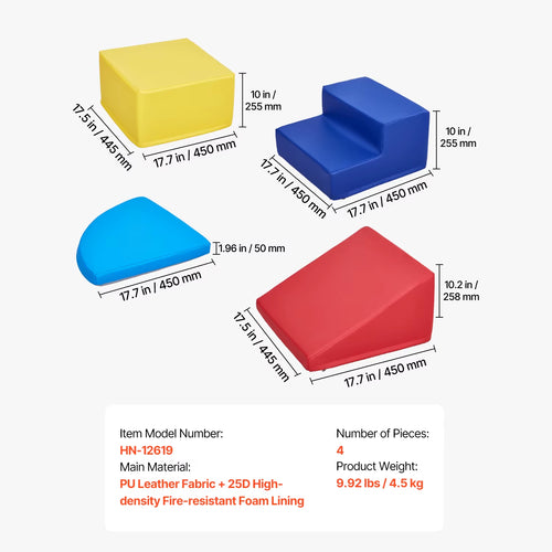 4Pcs Kids Foam Climbing Toys Children Indoor Crawl Activity Playset PU Leather Climbing Blocks for Crawling & Sliding