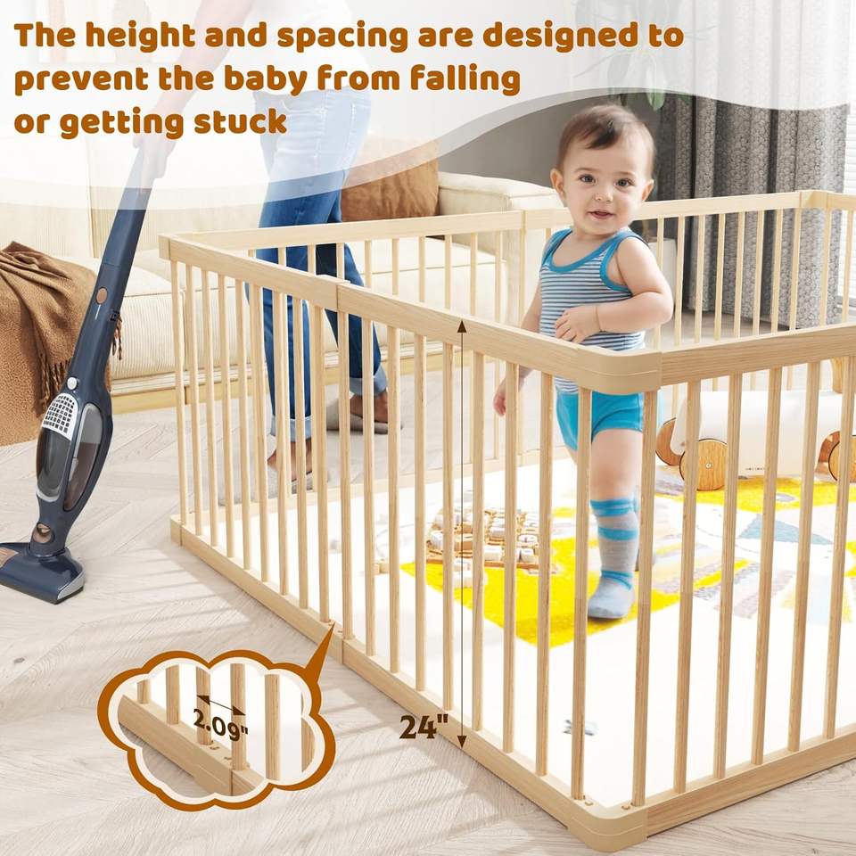 WoodNest™ – Foldable Wooden Baby Playpen