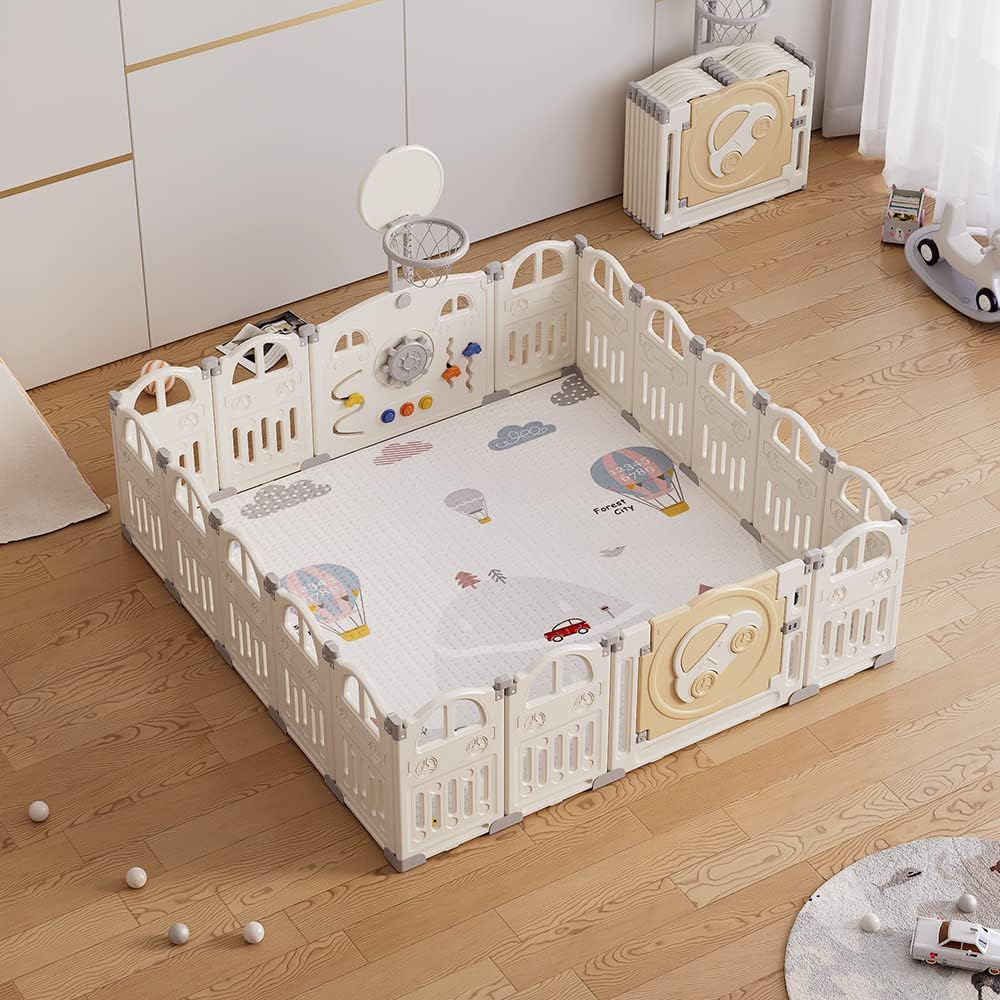 PlayYard™ – Foldable Baby Playpen with Activity Panel & Balls