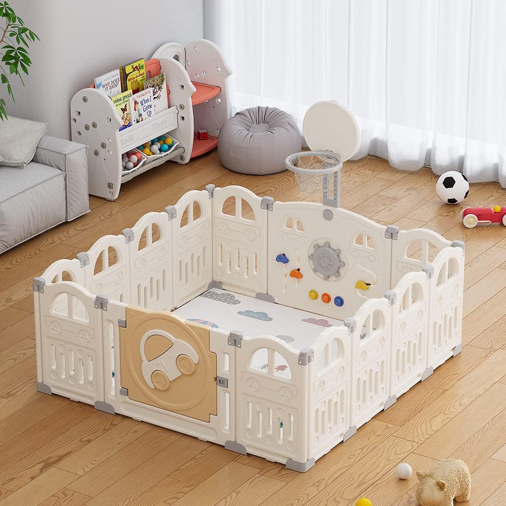 PlayYard™ – Foldable Baby Playpen with Activity Panel & Balls