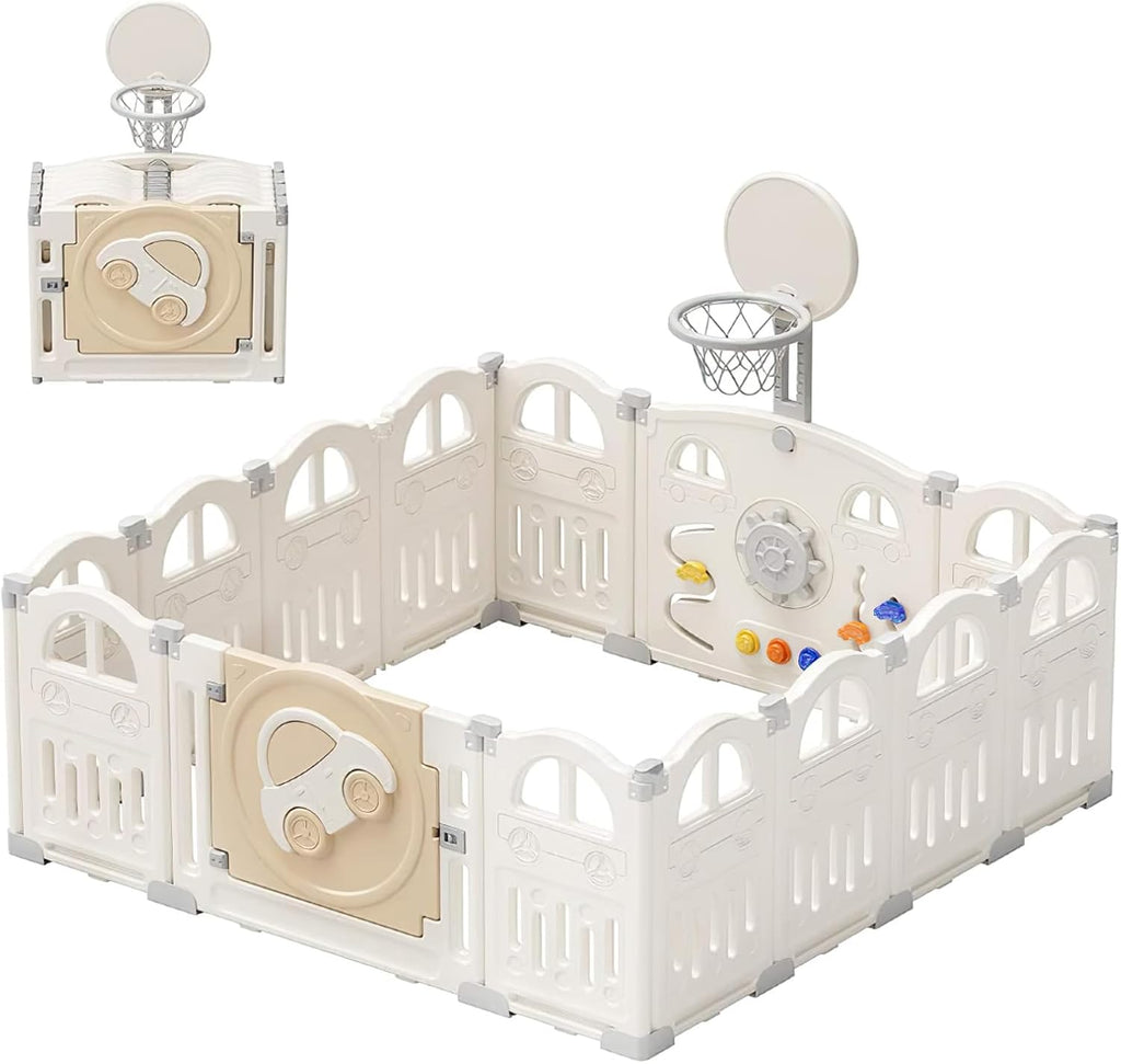PlayYard™ – Foldable Baby Playpen with Activity Panel & Balls
