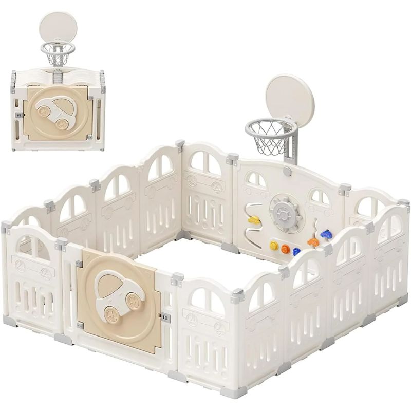 PlayYard™ – Foldable Baby Playpen with Activity Panel & Balls
