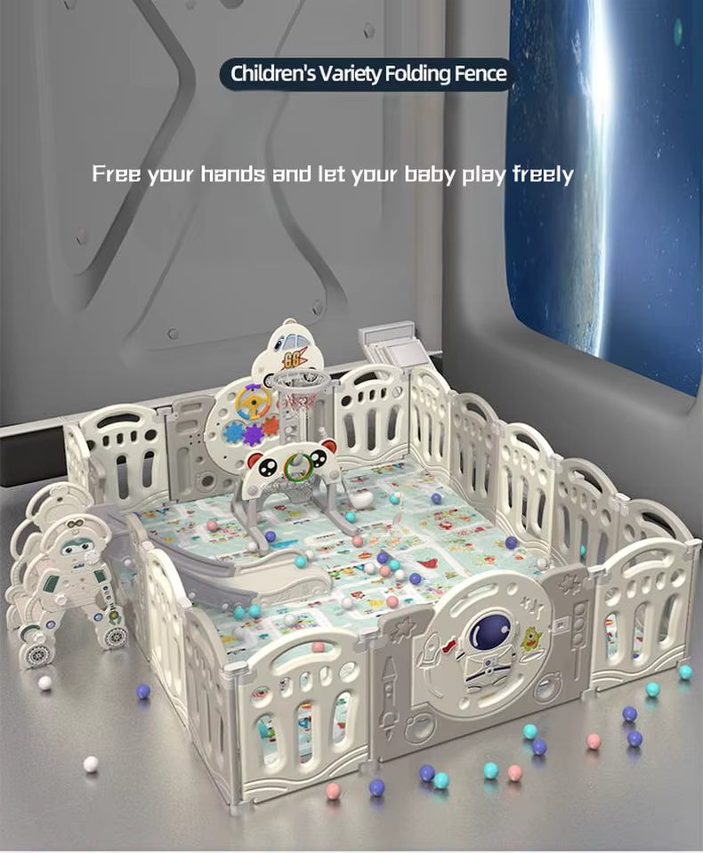 AstroPlay™ – Foldable Baby Ball Pit Playpen with Hoop & 50 Balls