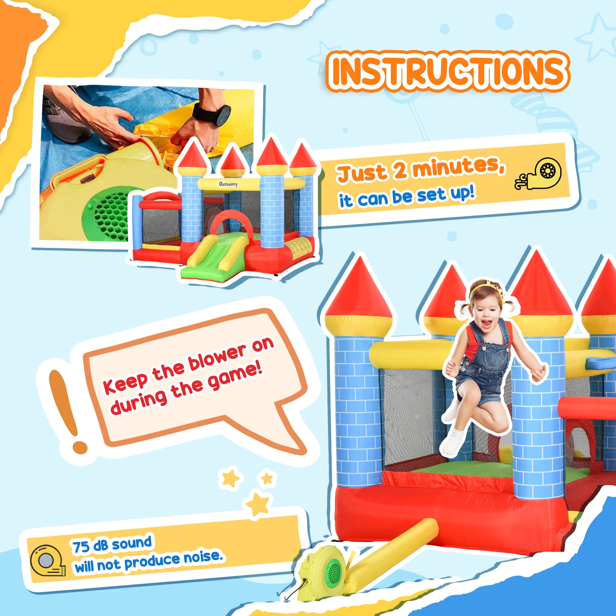 CastleBounce™ – Inflatable Bouncy Castle with Slide & Hoop