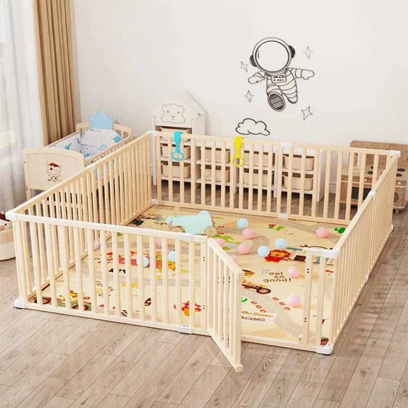 WoodNest™ – Foldable Wooden Baby Playpen