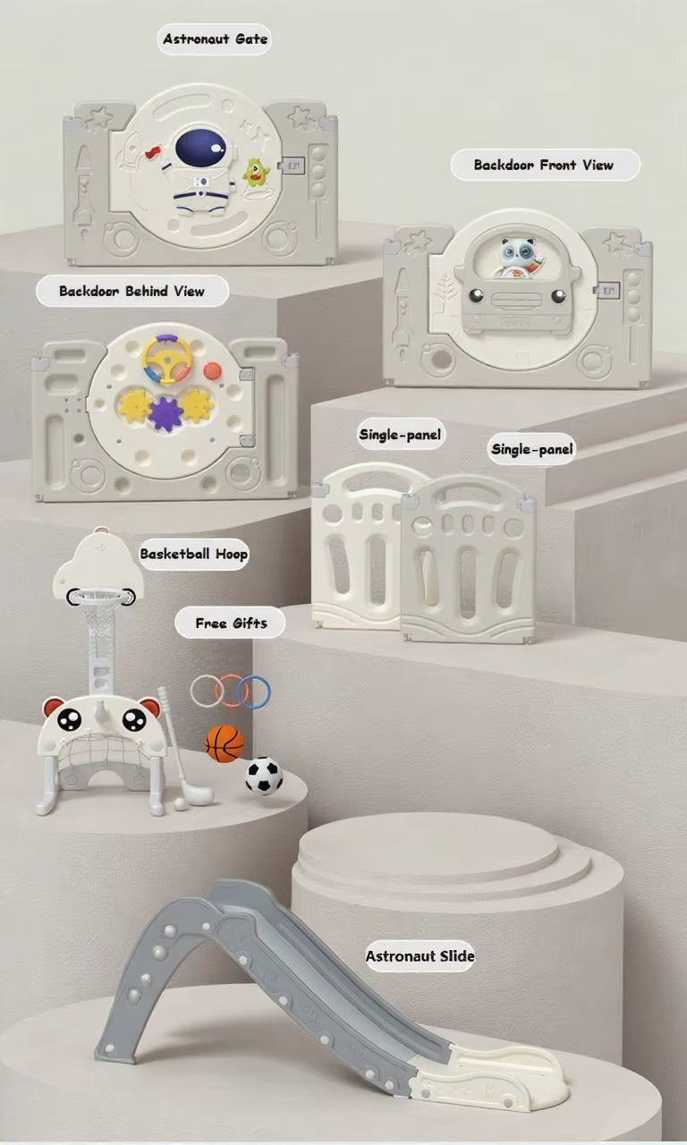 AstroPlay™ – Foldable Baby Ball Pit Playpen with Hoop & 50 Balls