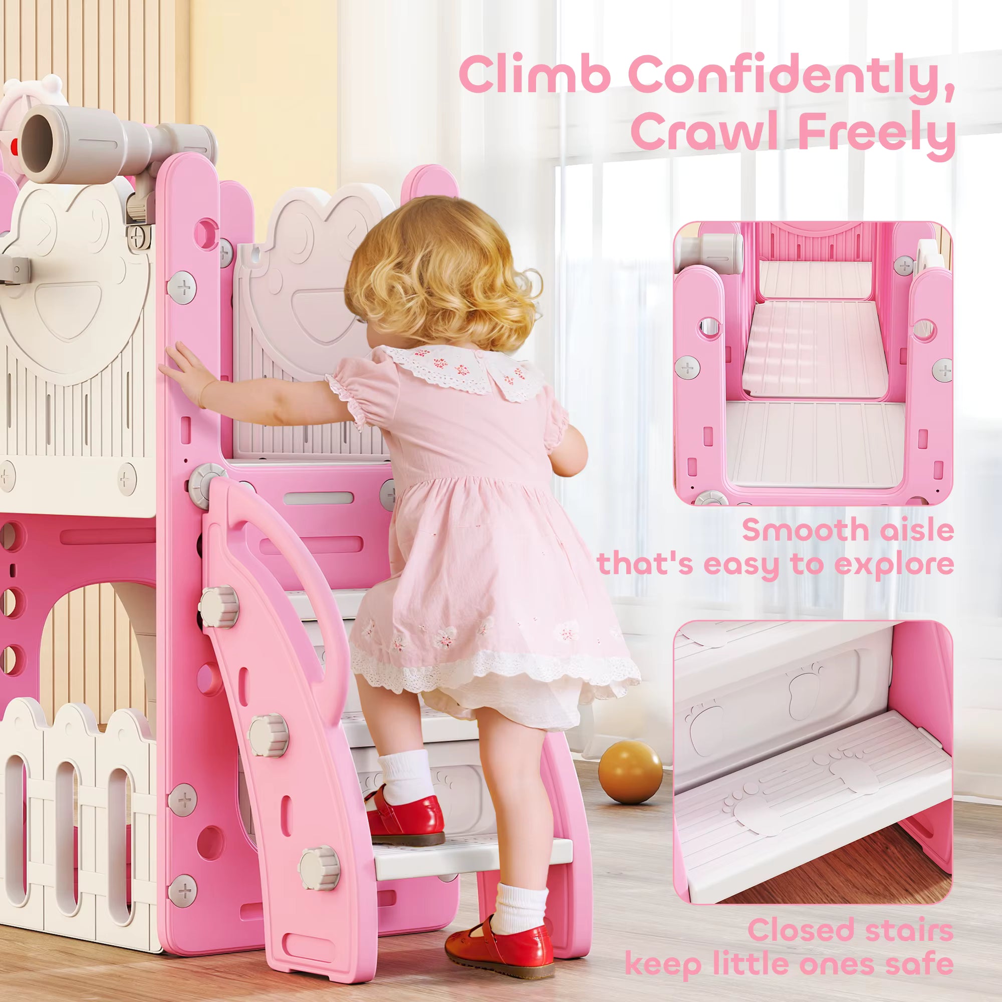 PlayAdventure™ 7-in-1 Toddler Slide & Activity Playground