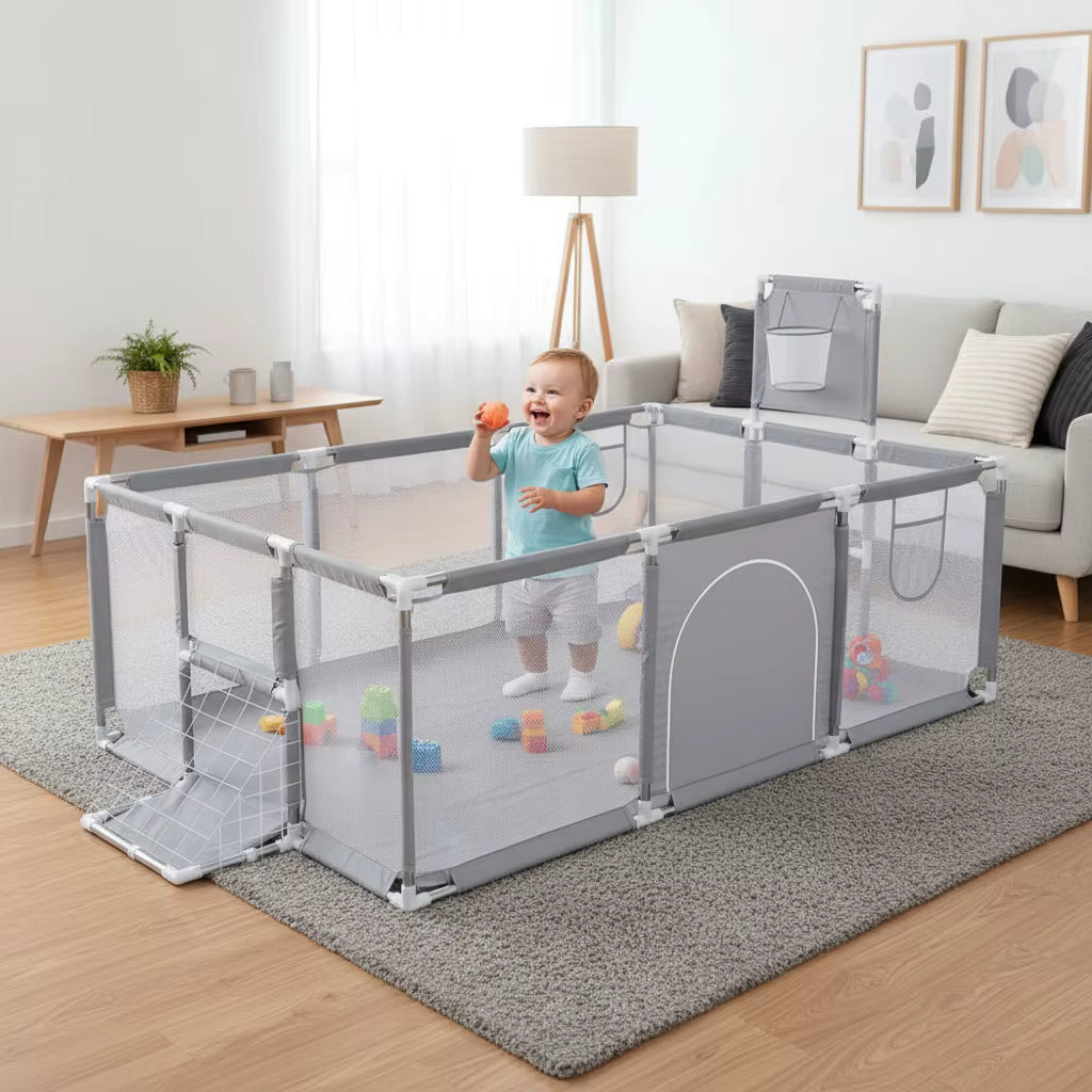 PlayArena™ – Extra-Large Baby Playpen with Sports Hoop