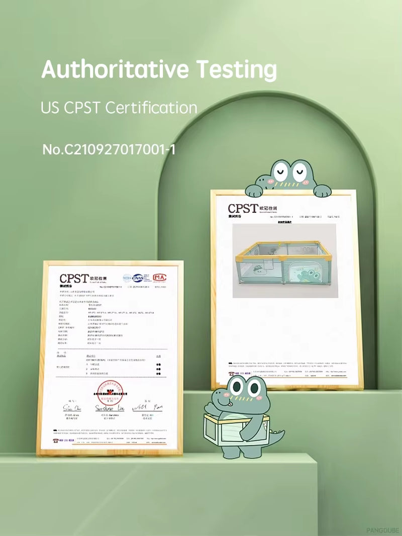 Crocodile Baby Play Fence with Storage Bag & Hand Rings Playpen for Baby Playground Baby Ball Pool Children'S Playpen