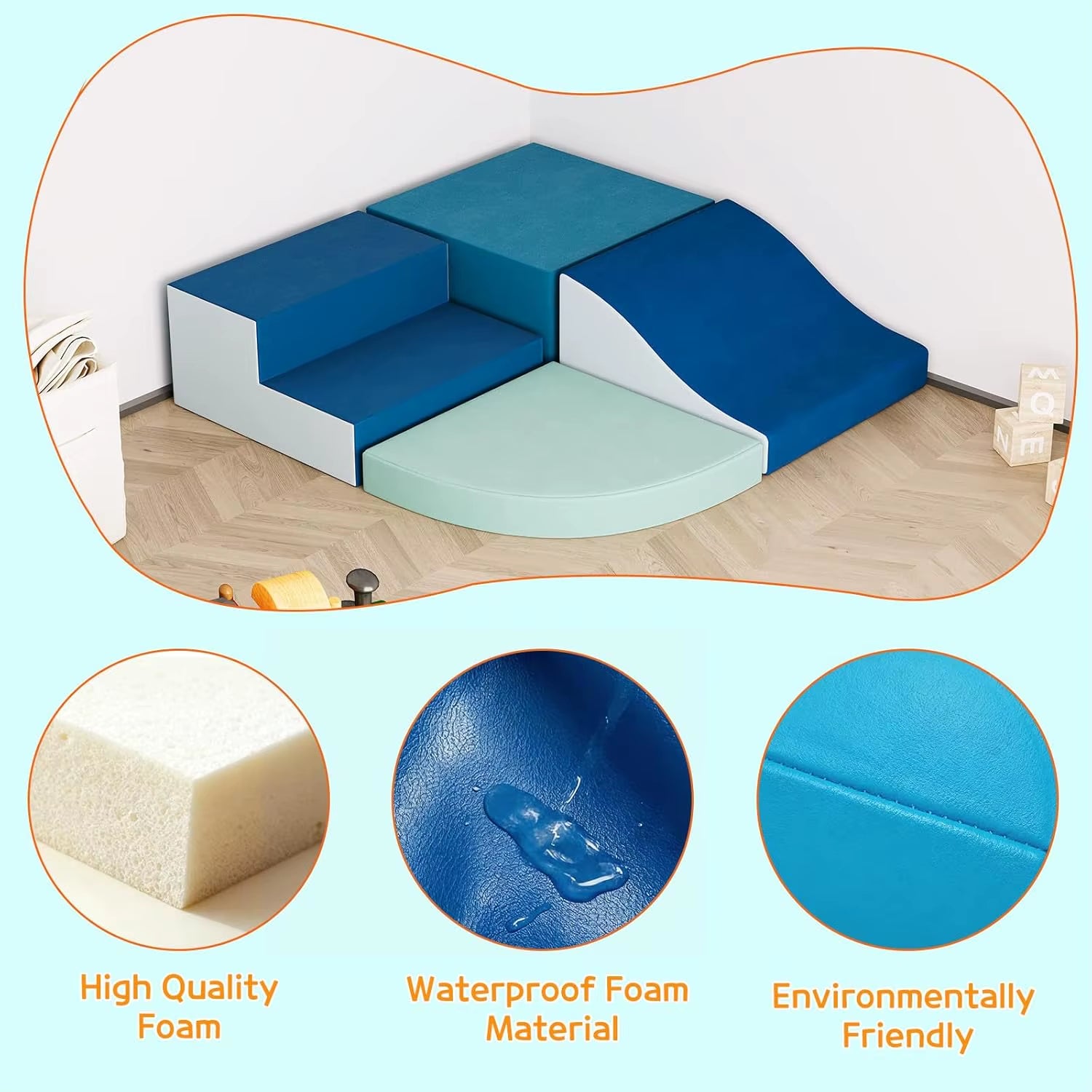4 Pieces Toddler Climbing Blocks Soft Foam Blocks for Toddlers, Lightweight Climbing Set for Crawling & Sliding Active Play