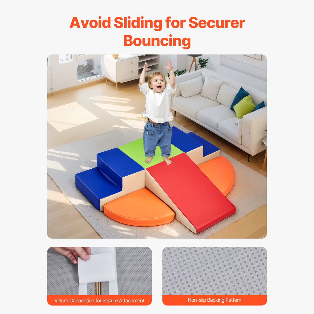 6Pcs Kids Foam Climbing Toys Activity Playset PU Leather Indoor Crawl Climbing Blocks for Children Crawling & Sliding