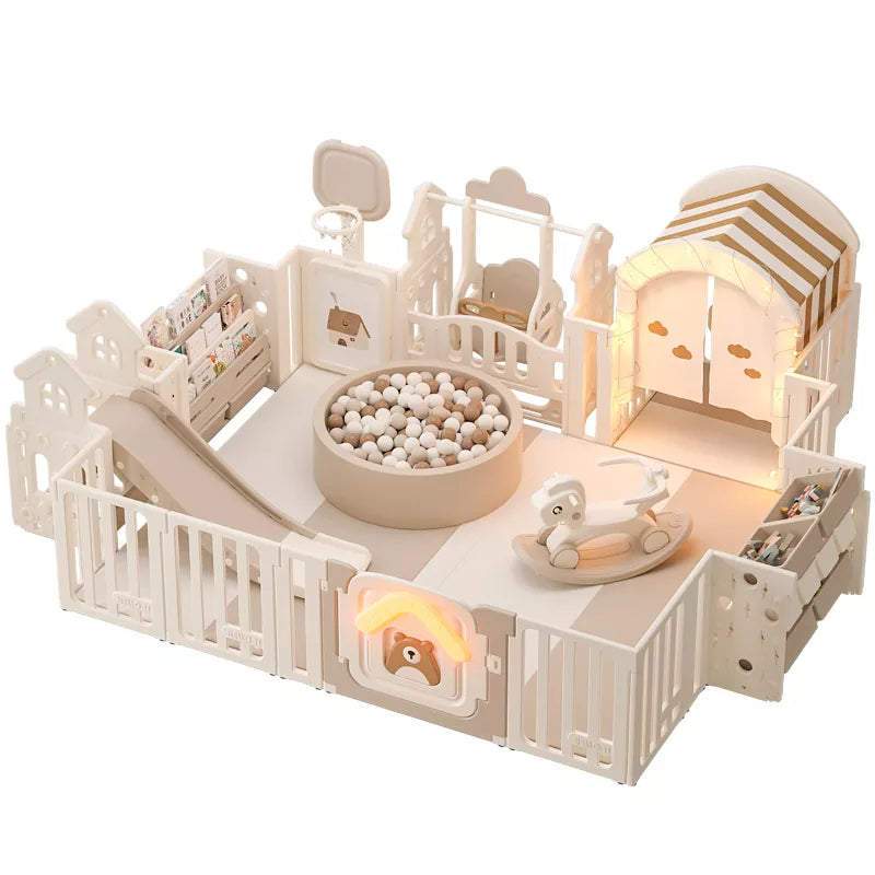 PlayNest™ Bear – Foldable Baby Playpen with Activity Panel