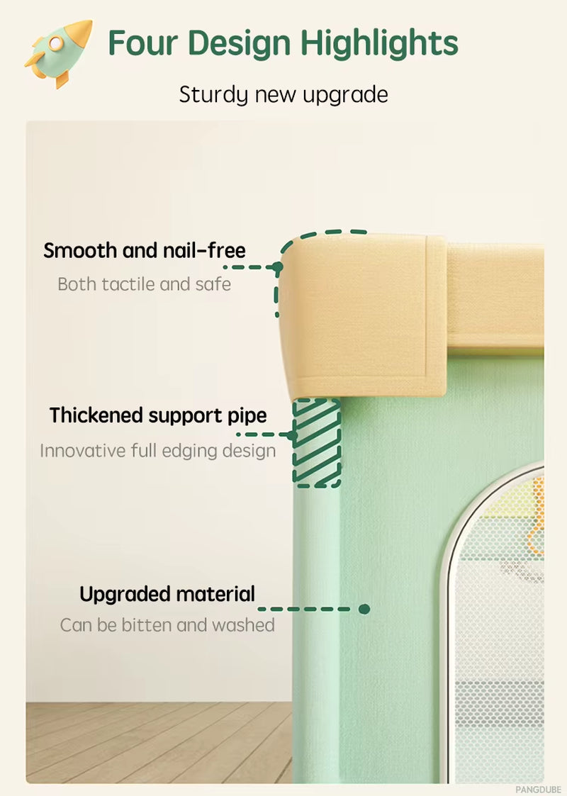 Crocodile Baby Play Fence with Storage Bag & Hand Rings Playpen for Baby Playground Baby Ball Pool Children'S Playpen