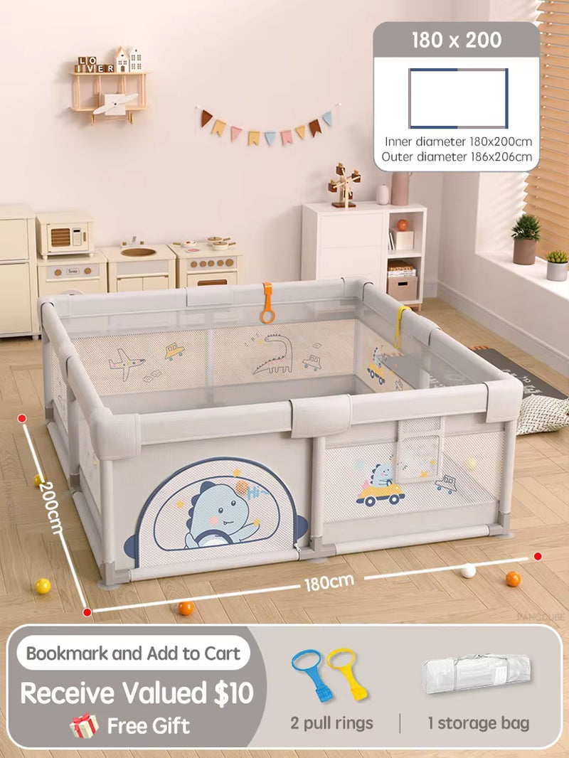 Crocodile Baby Play Fence with Storage Bag & Hand Rings Playpen for Baby Playground Baby Ball Pool Children'S Playpen