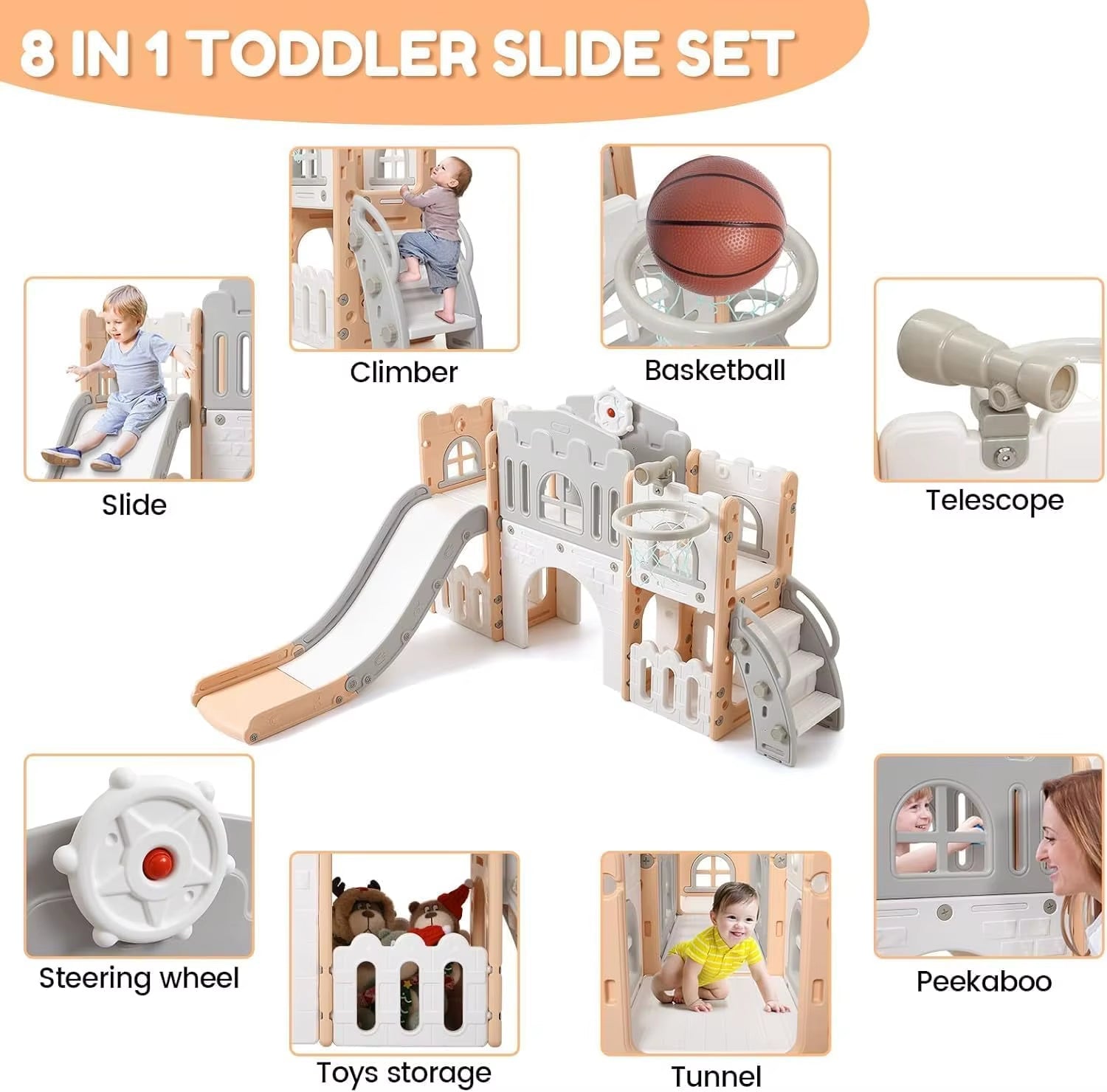 Nubely - AdventureZone™ – 8-in-1 Indoor & Outdoor Toddler Playground - Playground -