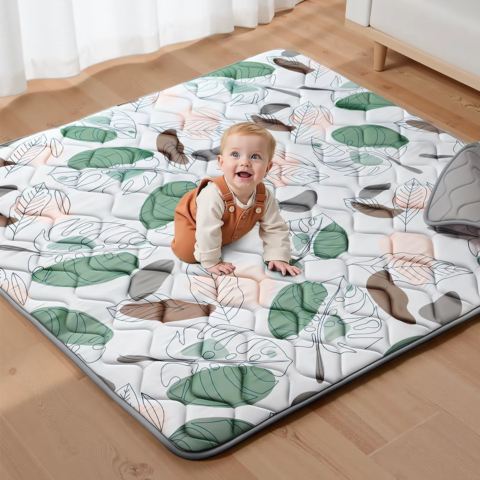 Baby Play Mats, Crawling Playpen Mat, Thicken Soft Padding Foam Playmat Foldable Crawling Mats, Non-Slip & Machine Washable