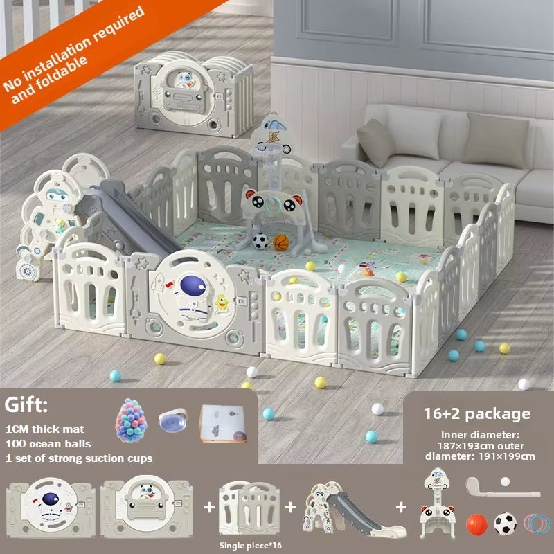 Nubely - AstroPlay™ – Foldable Baby Ball Pit Playpen with Hoop & 50 Balls - 