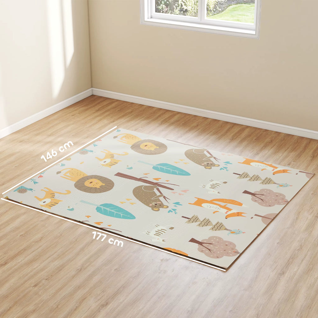 Baby Play Mat, Double Sided Crawling Mat, Animal Theme