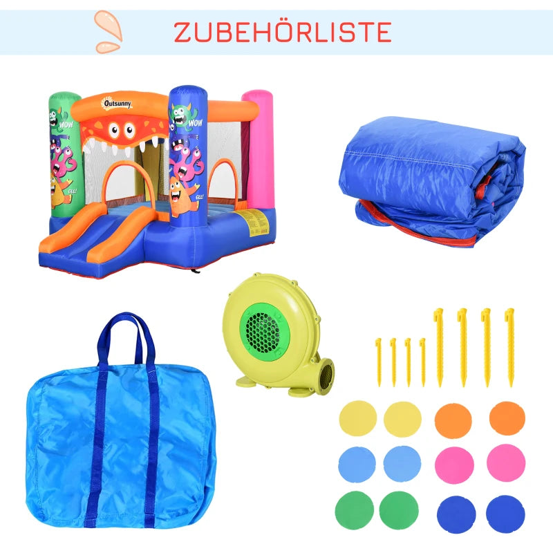 MonsterBounce™ – Inflatable Trampoline with Slide & Hoop