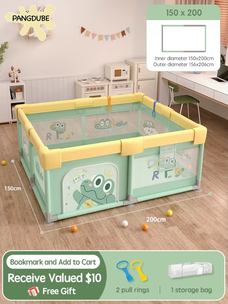 Crocodile Baby Play Fence with Storage Bag & Hand Rings Playpen for Baby Playground Baby Ball Pool Children'S Playpen