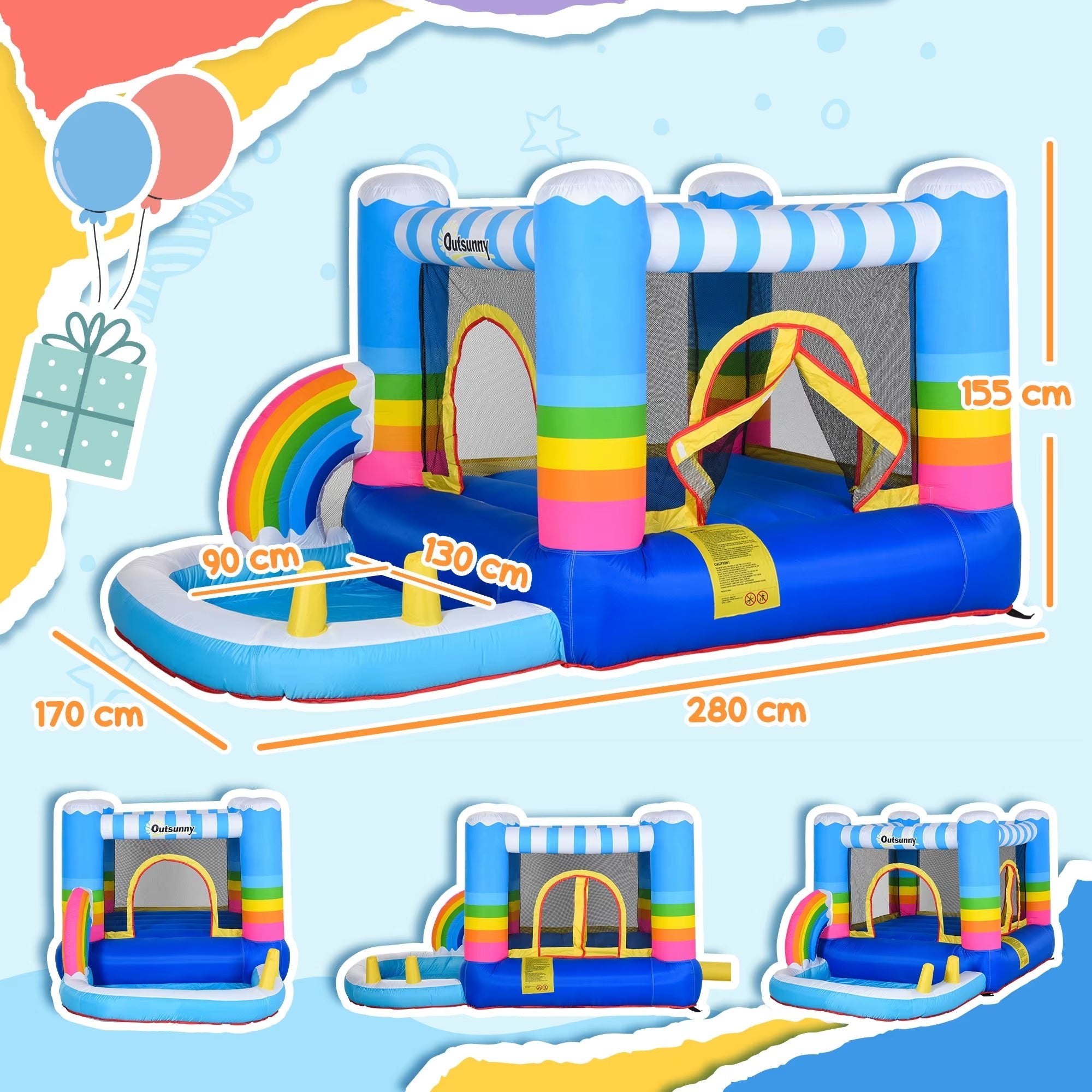 Nubely - BounceSplash™ – Inflatable Bouncy Castle with Pool - Playground -
