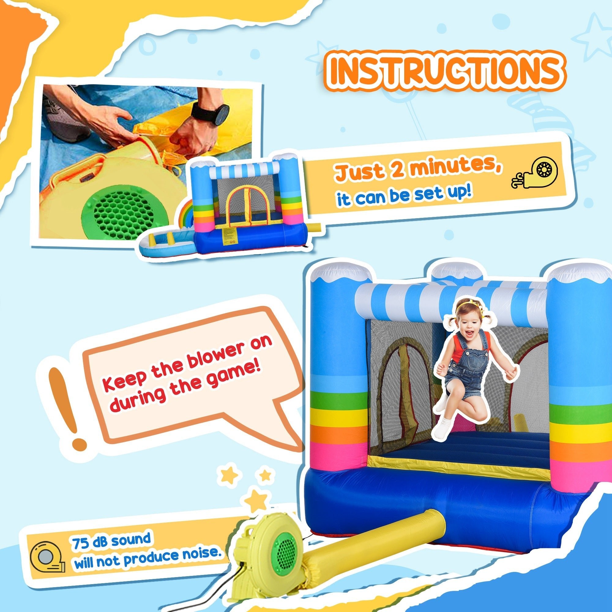 Nubely - BounceSplash™ – Inflatable Bouncy Castle with Pool - Playground -