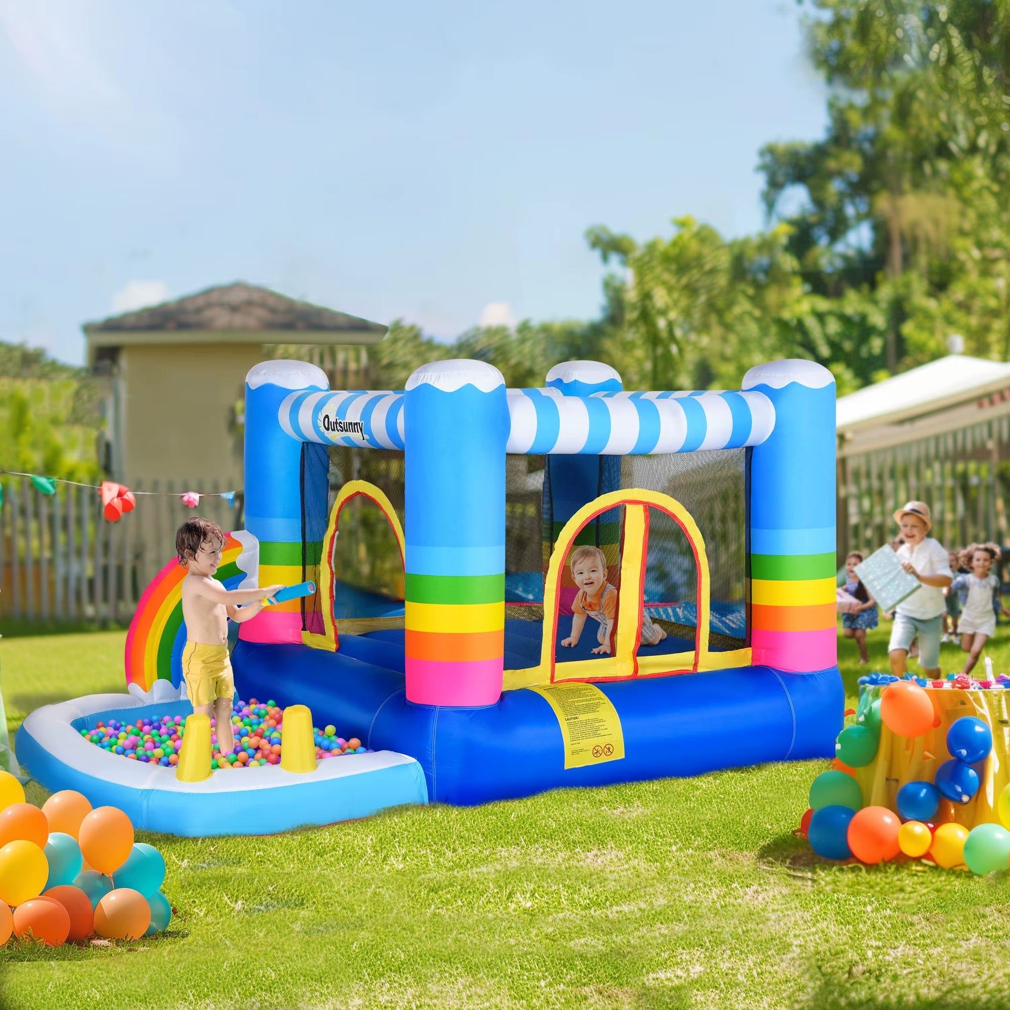 Nubely - BounceSplash™ – Inflatable Bouncy Castle with Pool - Playground -