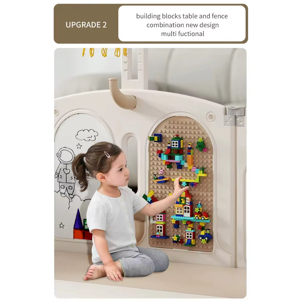 Modern Designed Foldable Plastic Playpen Playground Security Fence with Bedroom Door and House for Babies and Toddlers