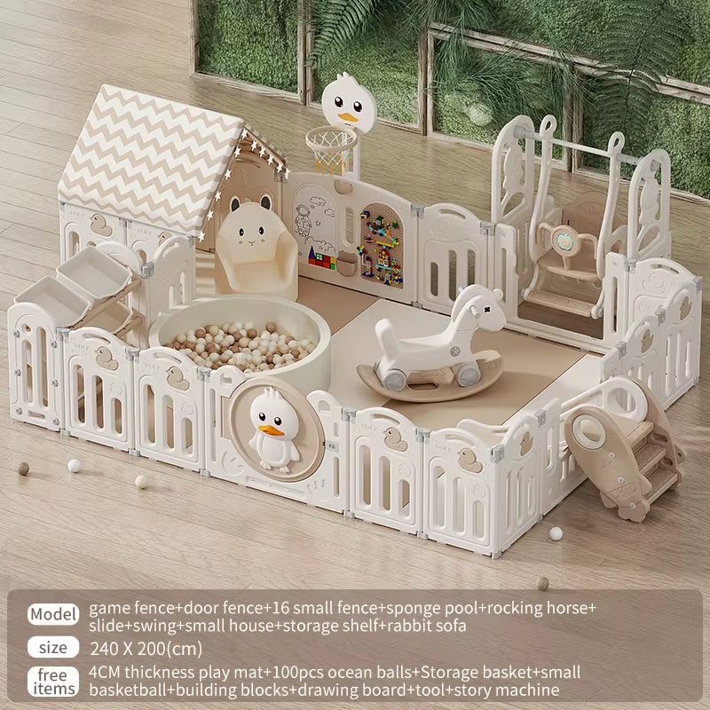 Modern Designed Foldable Plastic Playpen Playground Security Fence with Bedroom Door and House for Babies and Toddlers
