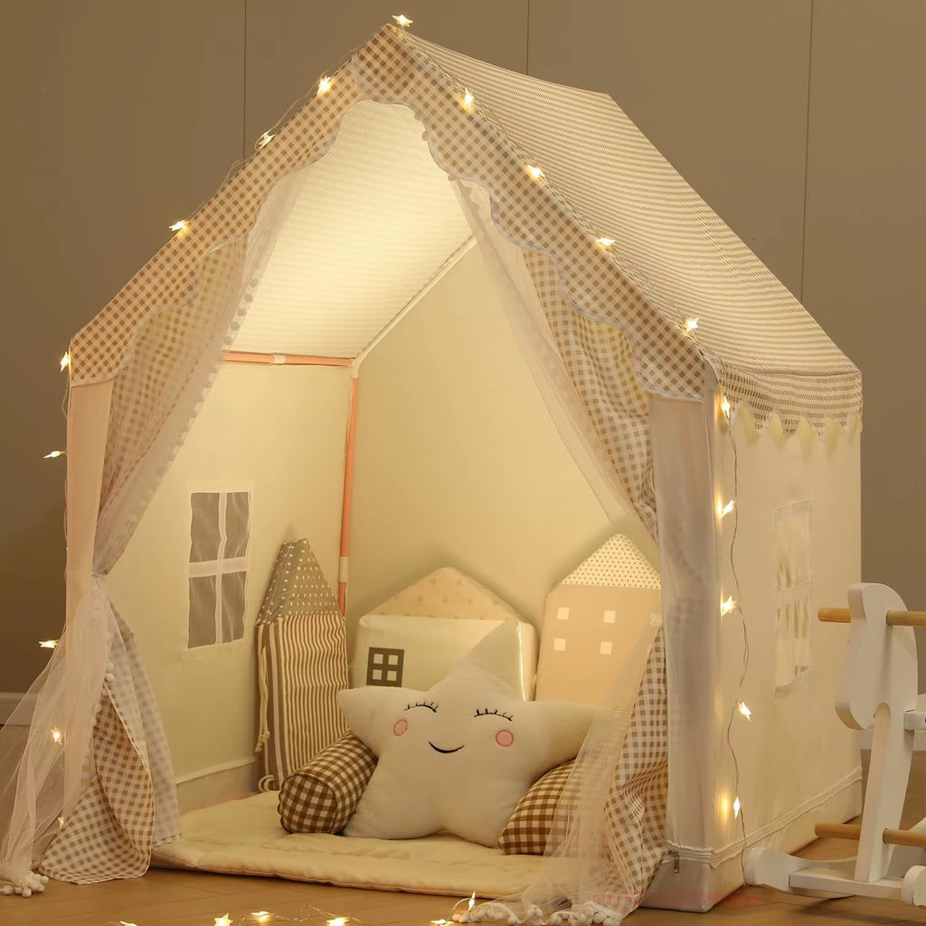 Children Play Tent with Star Lights Boys Girls Princess Toys Small House Outdoor Toddler Playhouse Castle Cubby Kid Play House